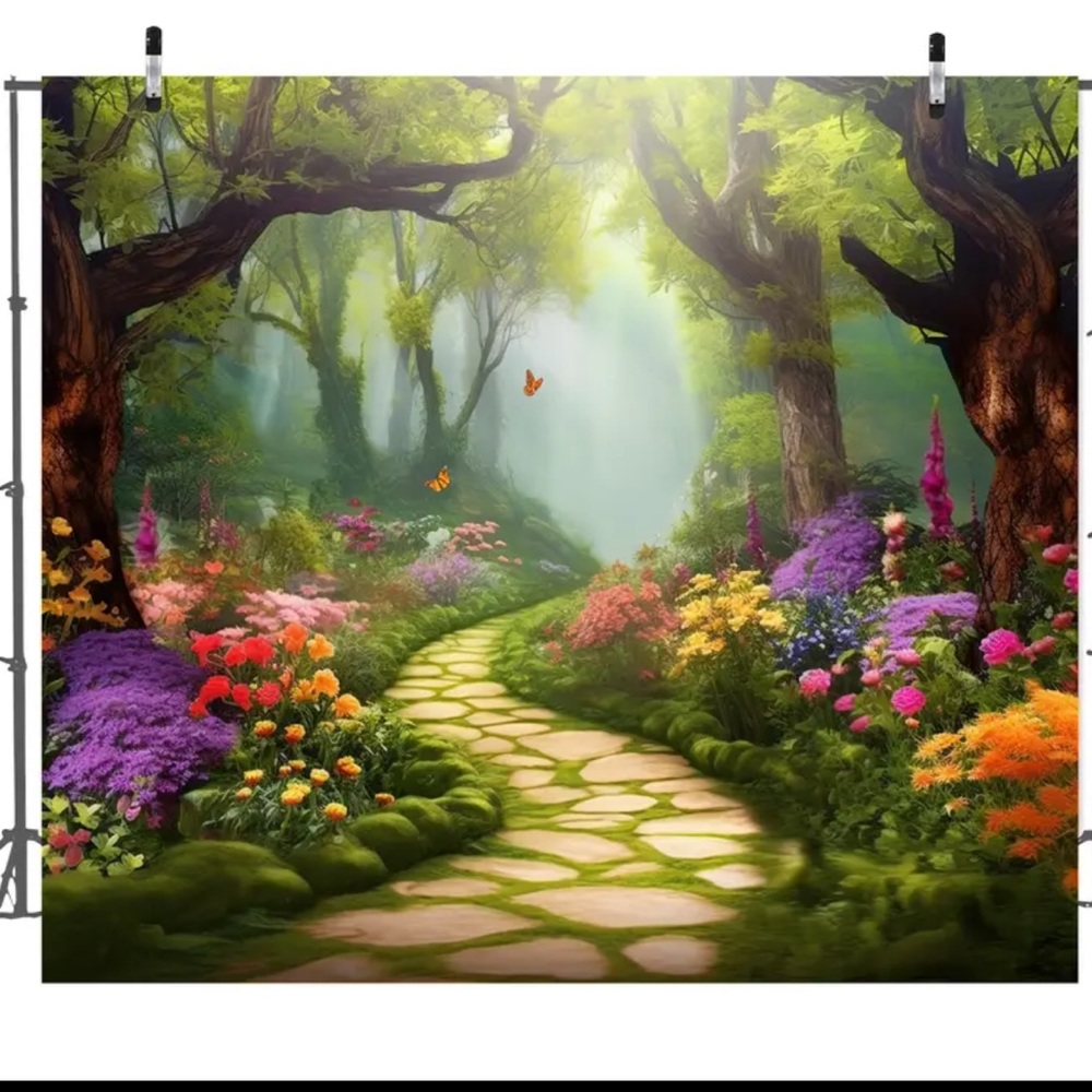 NIP backdrop for photography or live shows 5’ x 7’ Florals, Trees, Butterflies